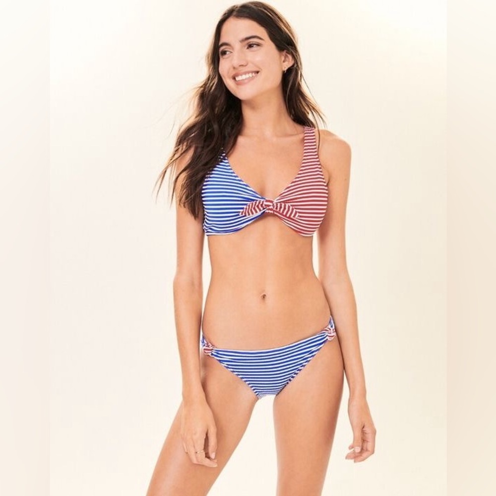 Abercrombie & Fitch Seersucker Knot Bralette Top & Knot Cheeky Bikini Set Size S